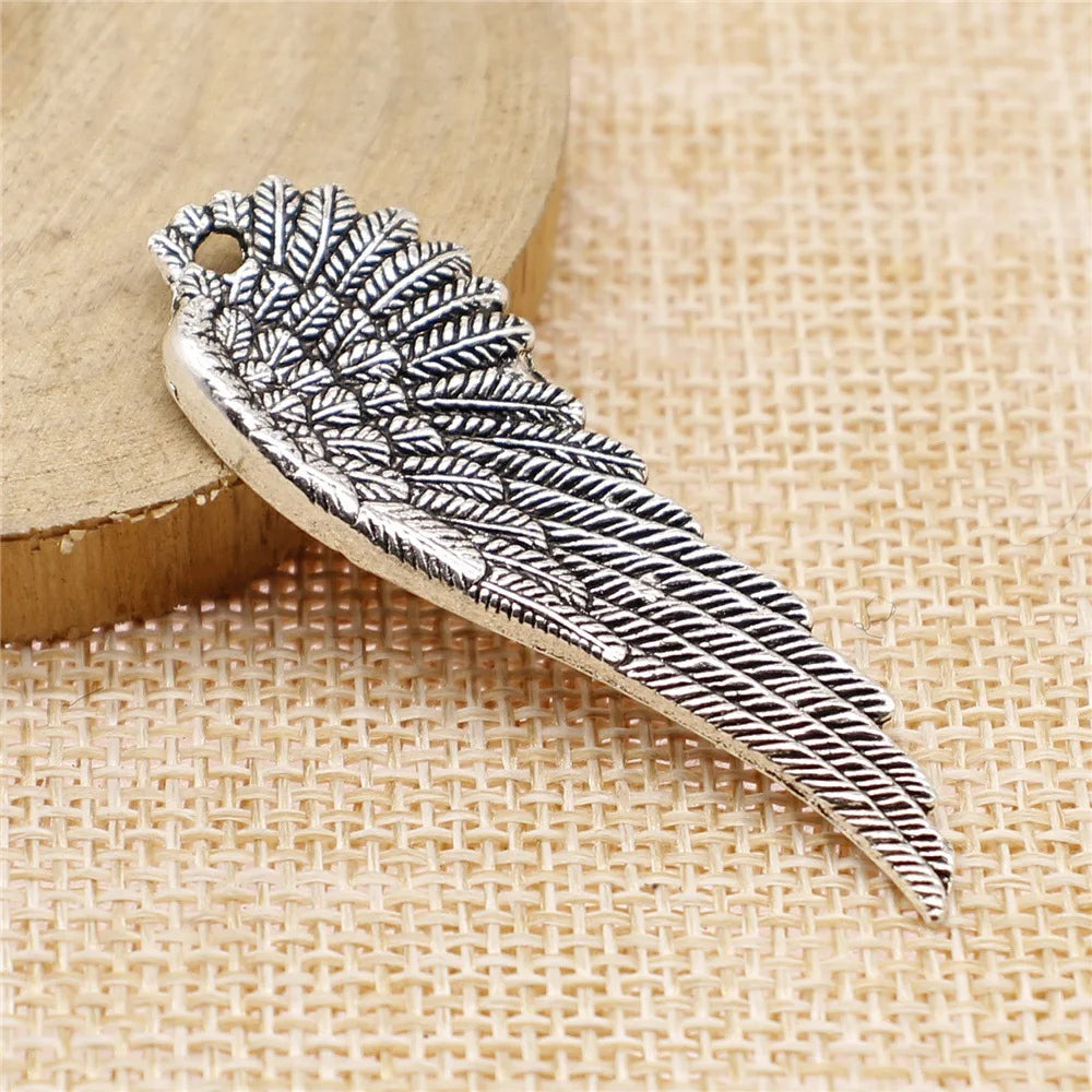 50x17mm 3.1g Antique Silver Zinc Alloy Wing Charm Pendant for DIY Necklace Bracelet Jewelry Making