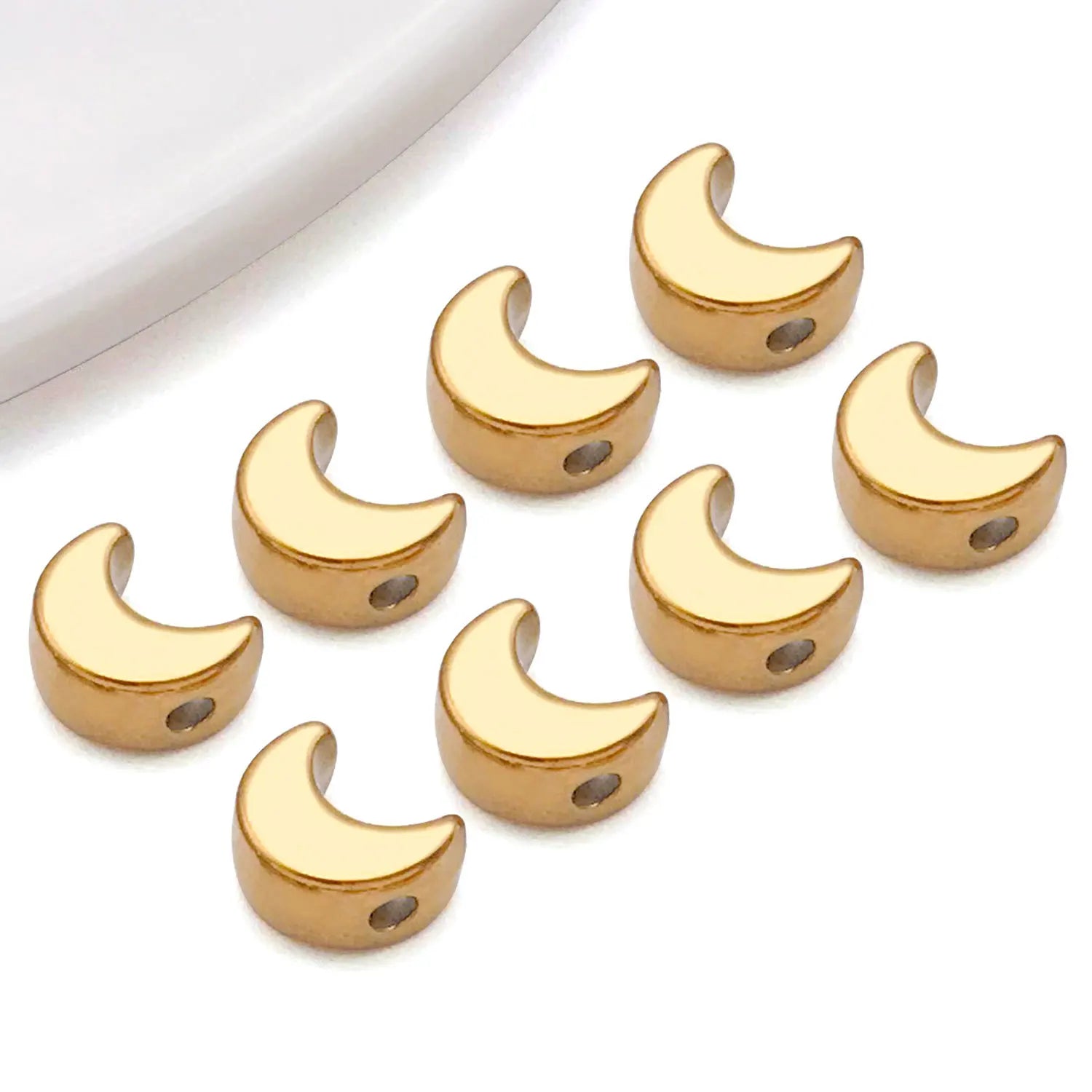 Stainless Steel Round Heart Five-Point Star Moon Spacer Beads for DIY Bracelet Necklace