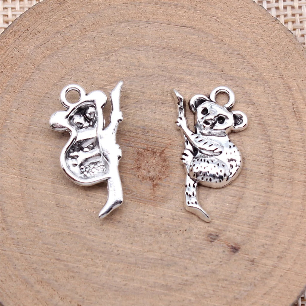 22x13mm 1.5g Antique Silver Zinc Alloy Koala Bear Charm Pendant for DIY Necklace Bracelet Jewelry Making