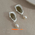 Freshwater Pearl Irregular Geometric Drop Earrings Designer Chic Office Jewelry