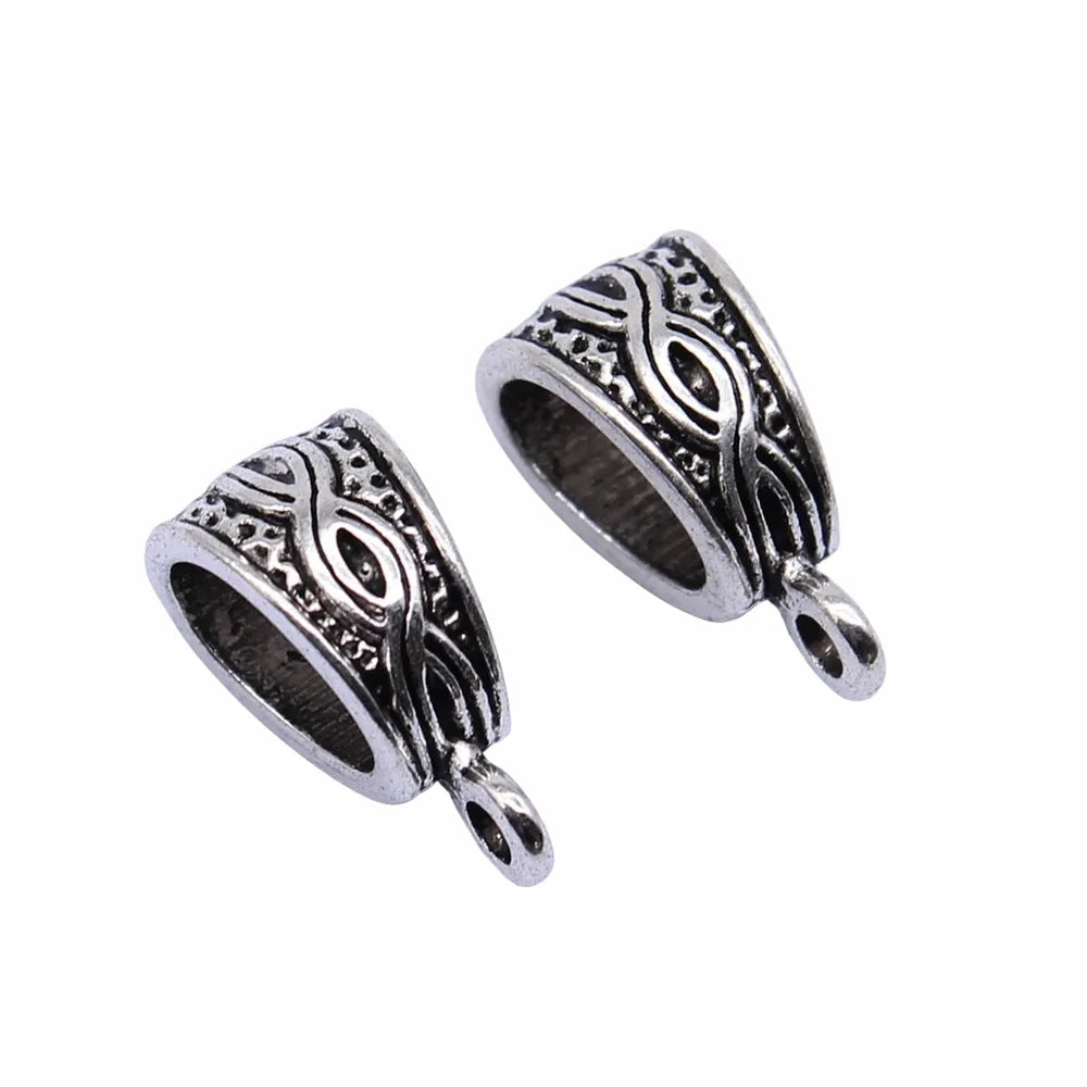 15x9mm 1.2g Multicolor Zinc Alloy Floral Engraved Pendant Bail Connector for DIY Jewelry Making