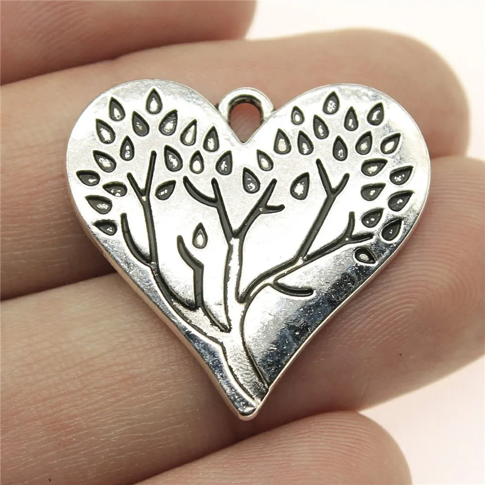 28x26mm 3.5g Multicolor Zinc Alloy Heart Tree of Life Charm Pendant for DIY Jewelry Making