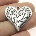 28x26mm 3.5g Multicolor Zinc Alloy Heart Tree of Life Charm Pendant for DIY Jewelry Making
