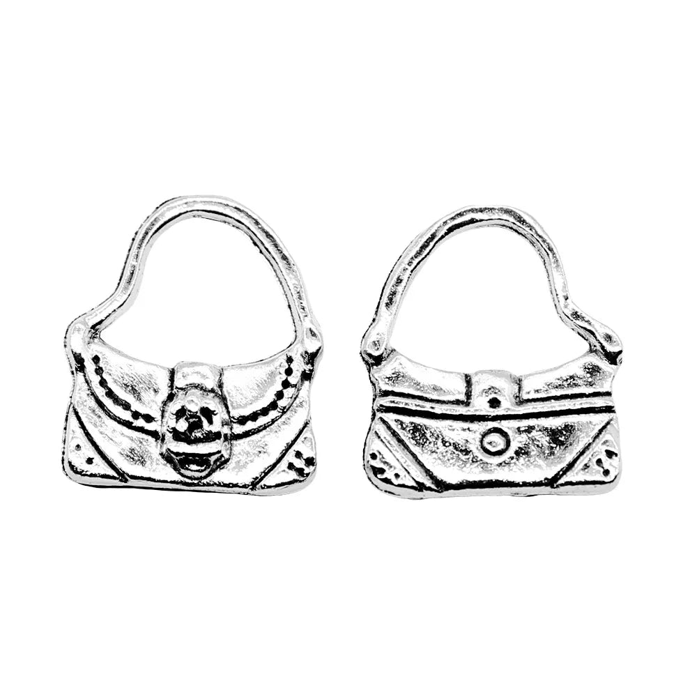 15x12mm 0.9g Antique Silver Zinc Alloy Handbag Charm Pendant for DIY Bracelet Necklace Making