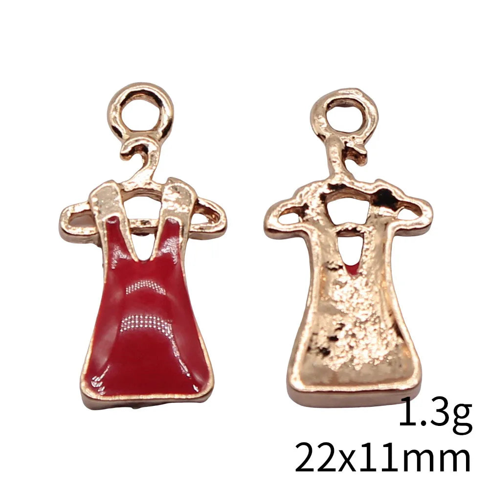22x11mm 1.3g Red Finish Zinc Alloy Dress Charm Pendant for Bracelet Necklace DIY Jewelry Making