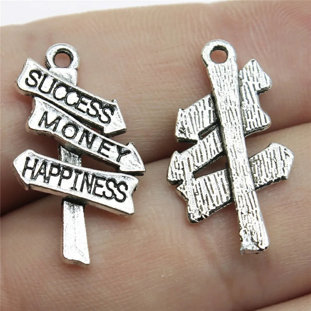 25x16mm 1.5g Antique Silver Zinc Alloy Life Direction Sign Charm Pendant for Bracelet Necklace Making