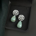 Natural Aventurine Jade Flower Drop Earrings New Chinese Vintage Teardrop Guofeng Jewelry