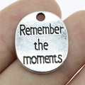 22x18mm 2.7g Zinc Alloy remember the moments Word Tag Letter Charm Pendant for DIY Bracelet Necklace