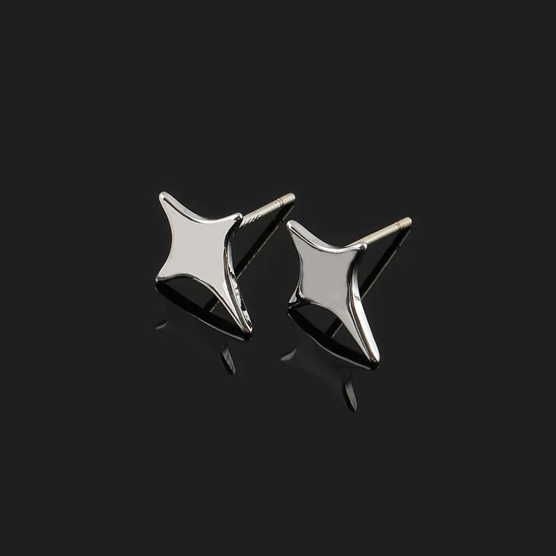Elegant Minimalist Glossy Alloy Starburst Spiral Stud & Clip On No Piercing Fashion Earrings