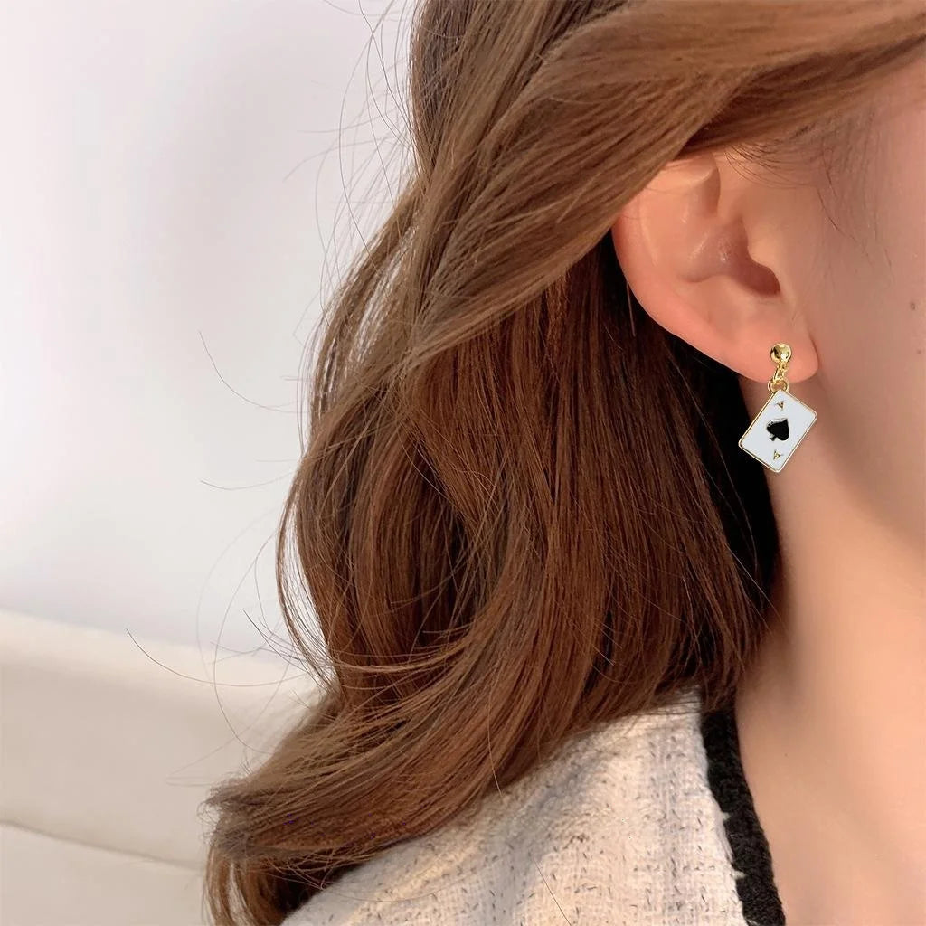 14K Plated Copper Poker Stud Earrings Sweet Cool Geometric Quadrilateral Jewelry
