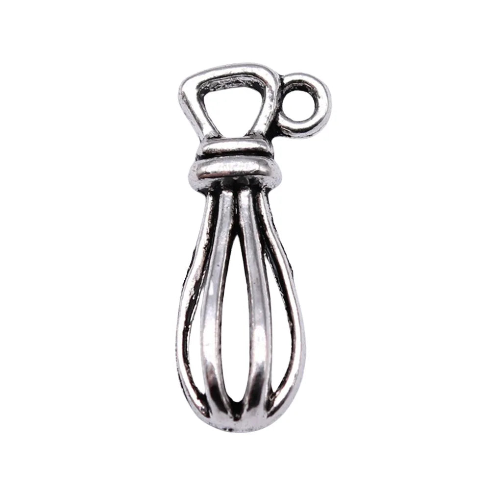 24x8mm 1.1g Antique Silver Zinc Alloy Whisk Charm Pendant for DIY Bracelet Necklace Jewelry Making