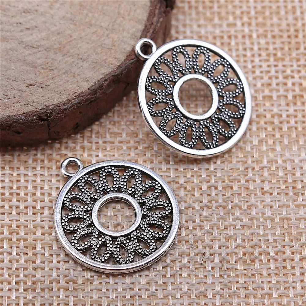 24x21mm 1.6g Multicolor Zinc Alloy Hollow Round Ring Earring Charms for DIY Earrings Making