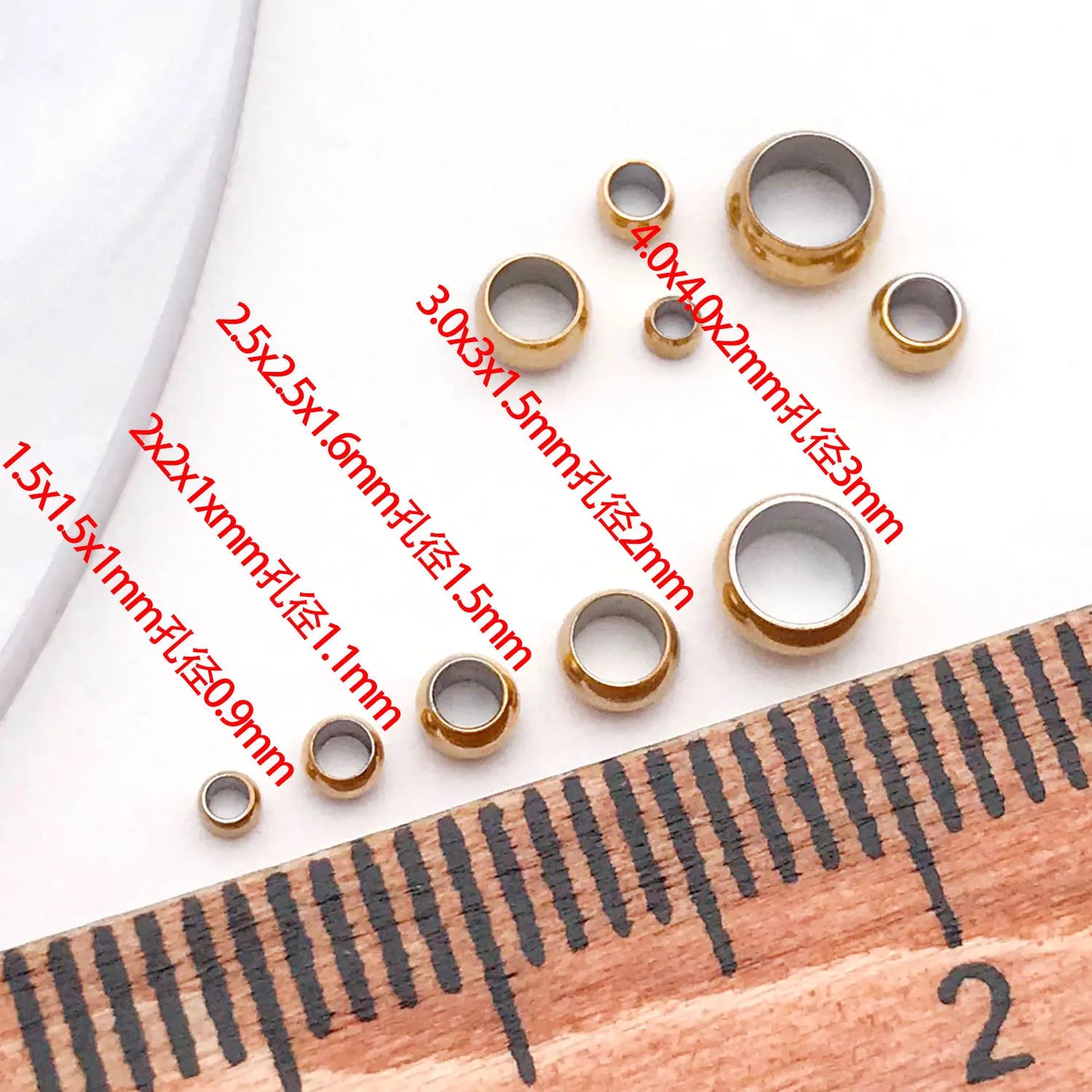 Stainless Steel Gold Plated Clip-On Flat Spacer Bead for Bracelet Necklace Making