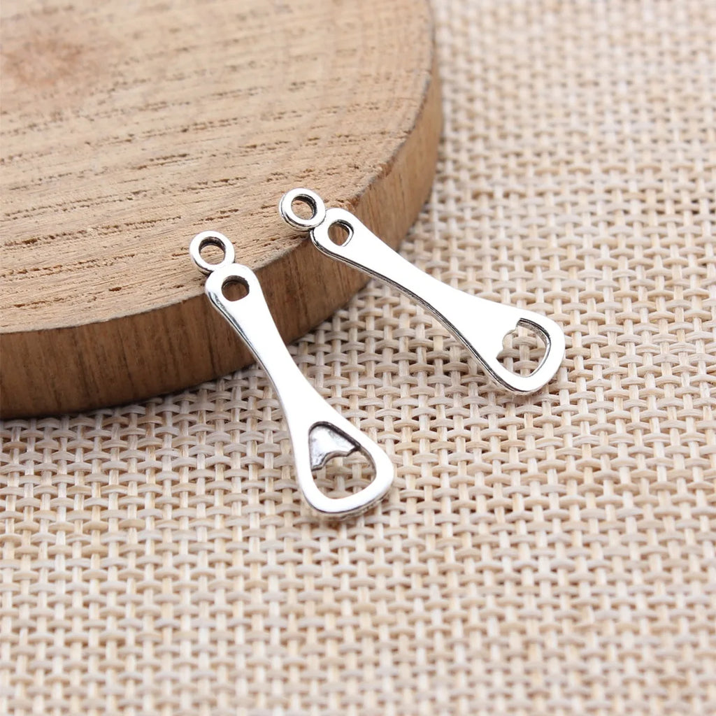 25x7.5mm 0.5g Antique Silver Zinc Alloy Bottle Opener Charm Pendant for DIY Keychain Necklace Jewelry
