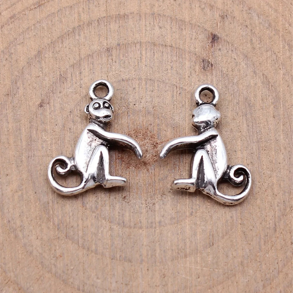 13x17mm 1g Antique Silver Tone Zinc Alloy Monkey Charm Pendant for DIY Necklace Bracelet Making