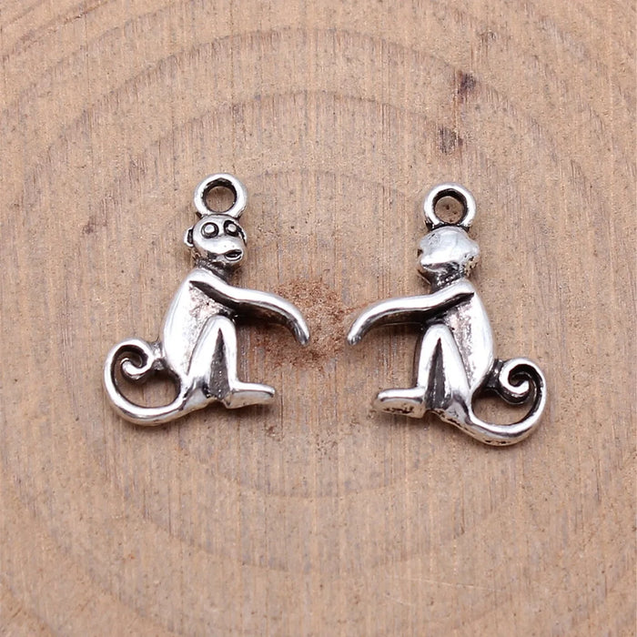 13x17mm 1g Antique Silver Tone Zinc Alloy Monkey Charm Pendant for DIY Necklace Bracelet Making