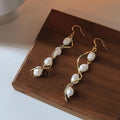Handmade Baroque Irregular Freshwater Pearl Wave Line Silver Plated Stud Earrings