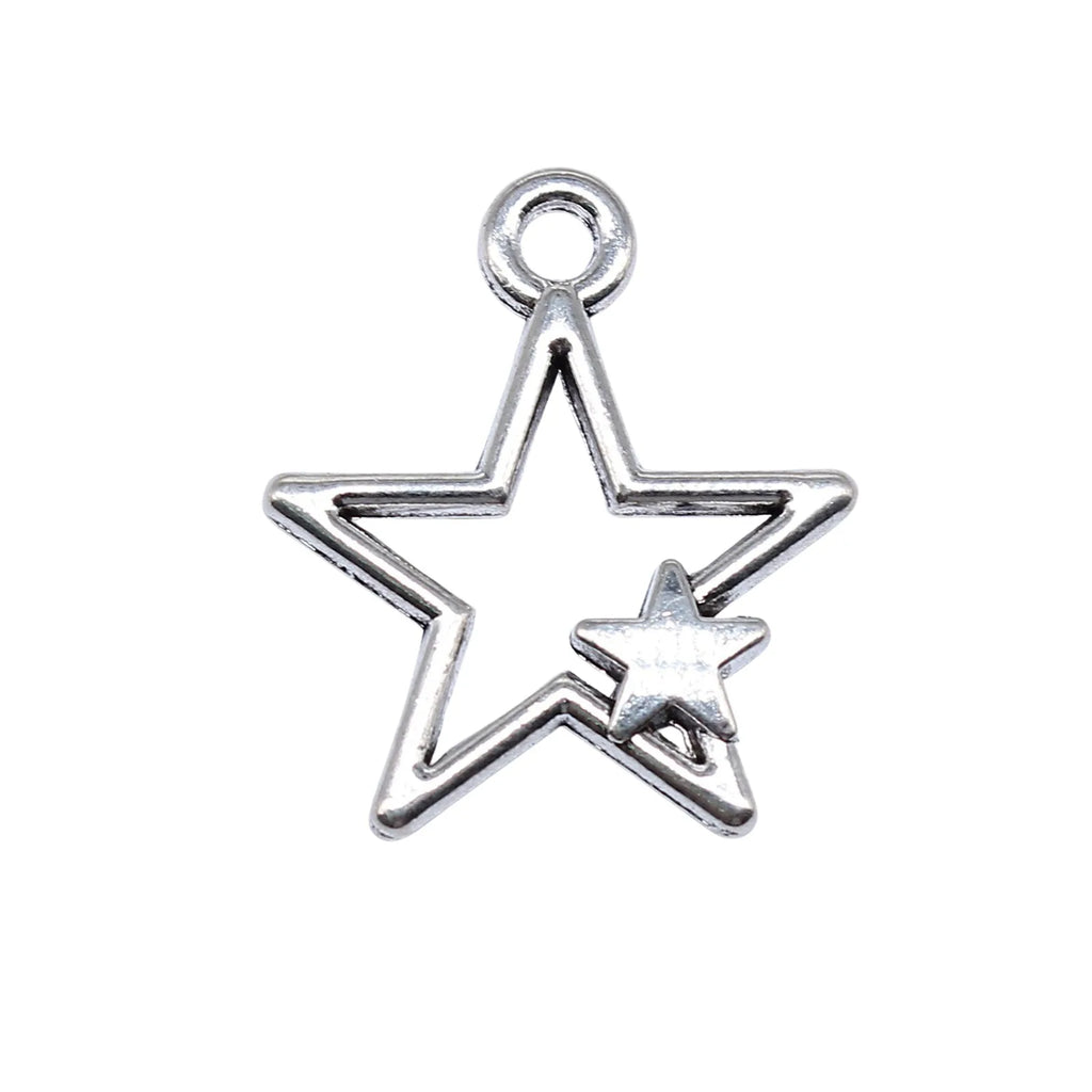 26x22mm 1.8g Multicolor Zinc Alloy Hollow Five Point Star Charm Pendant for DIY Jewelry Making
