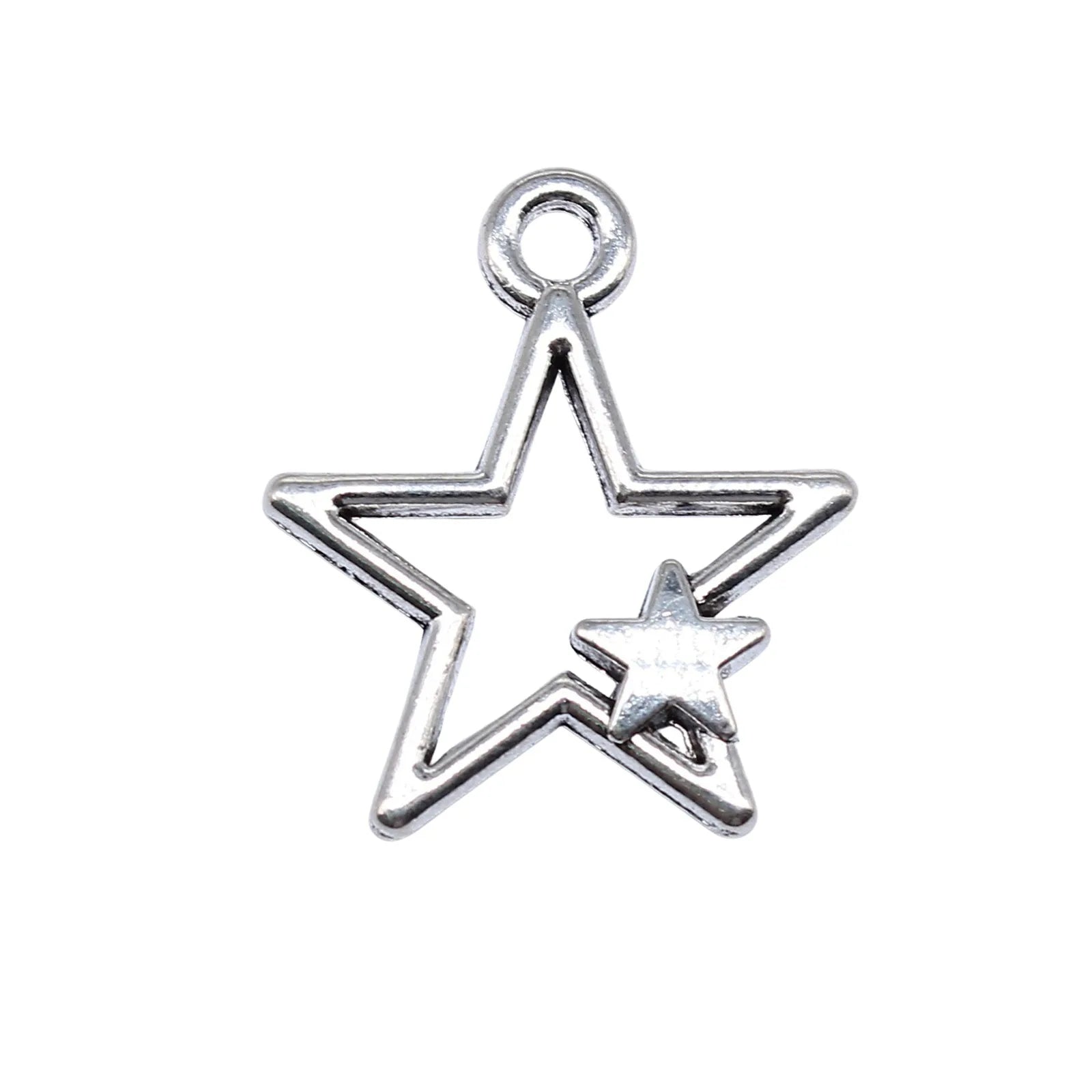 26x22mm 1.8g Multicolor Zinc Alloy Hollow Five Point Star Charm Pendant for DIY Jewelry Making