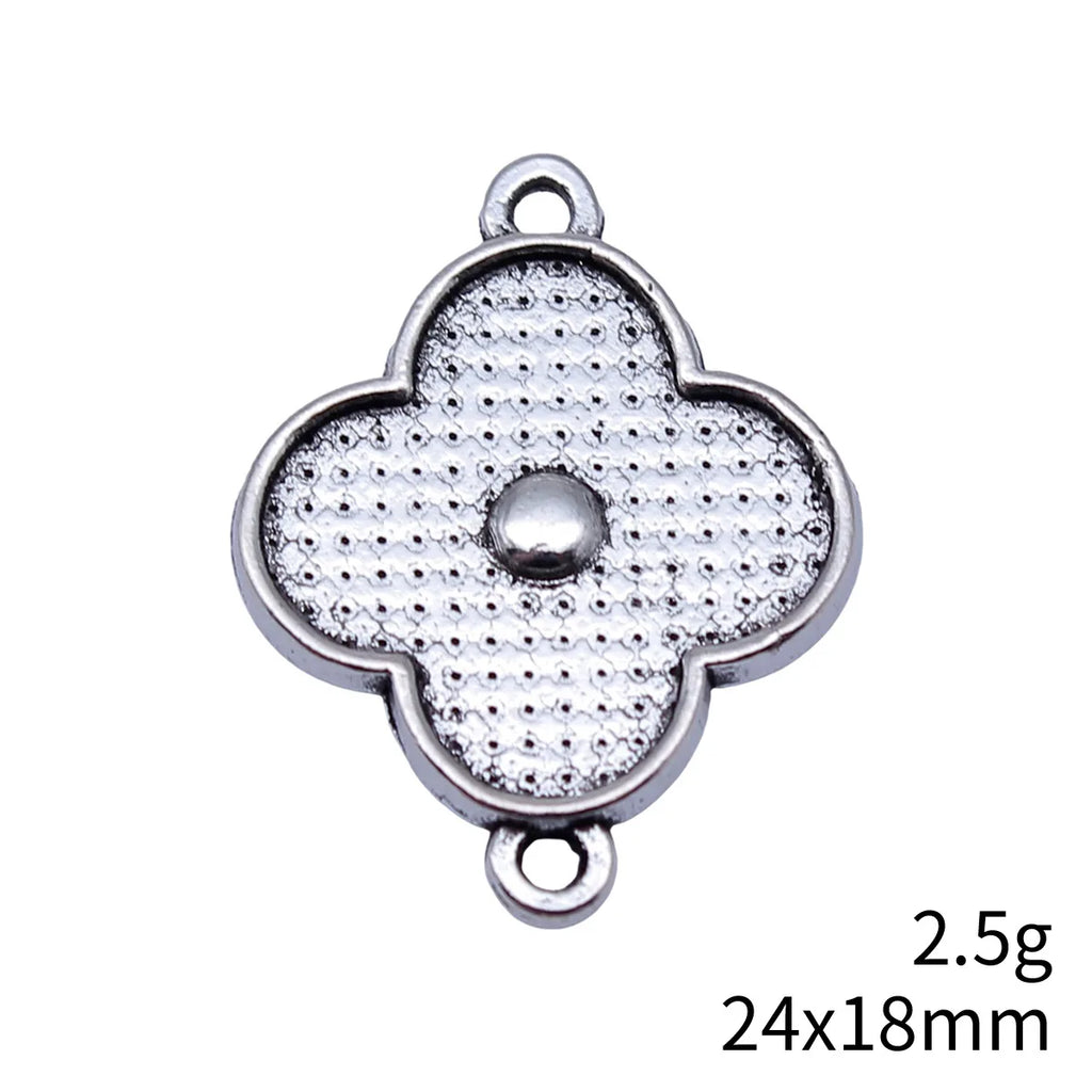24x18mm 2.5g Antique Silver Zinc Alloy Four Leaf Clover Connector Charm for DIY Bracelet Jewelry