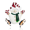 Cute Alloy Enamel Christmas Snowman Brooch With Skates, Festive Women Lapel Pin Corsage Suit Accessory Gift