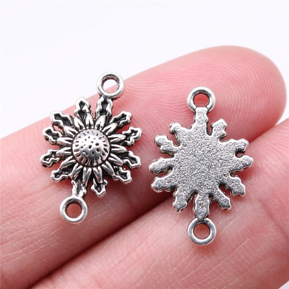 20x13mm 1.2g Antique Silver Zinc Alloy Sun Connector Charm for DIY Necklace Bracelet Jewelry Making