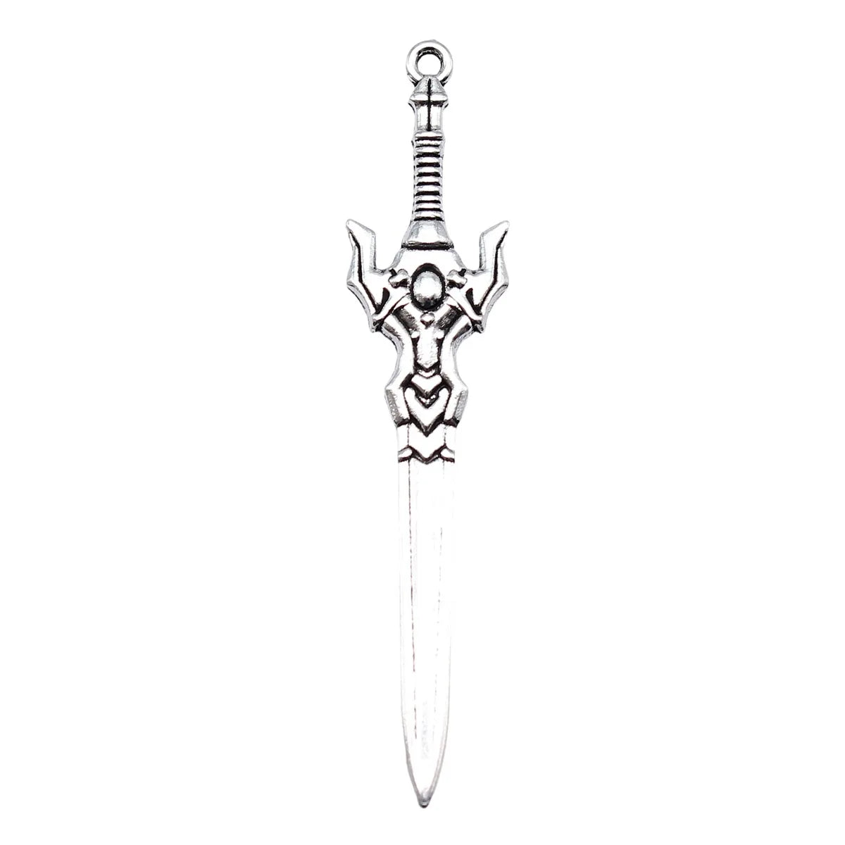 59x13mm 2.1g Antique Silver Tone Zinc Alloy Sword Weapon Charm Pendant for Cosplay Necklace Bracelet DIY