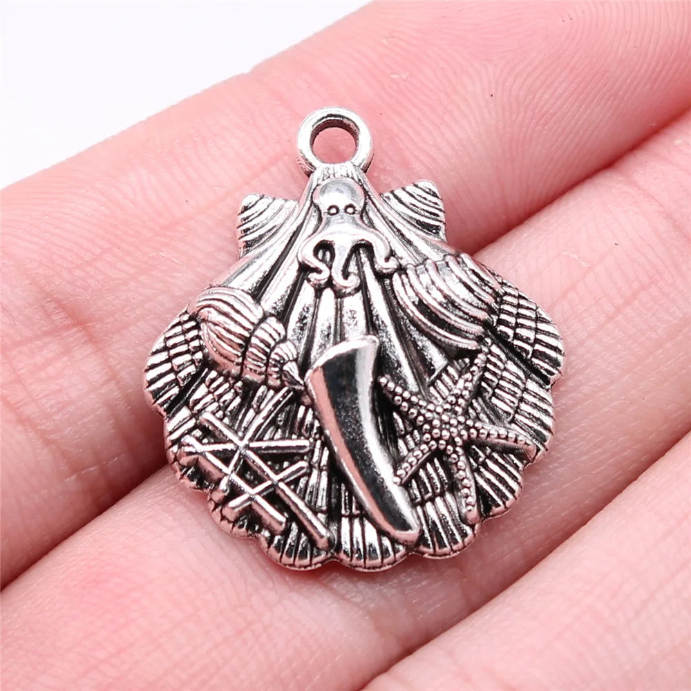 27x24mm 2.67g Antique Silver Zinc Alloy Ocean Animal Charm Pendant for DIY Necklace Bracelet Making