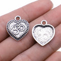 22x19mm 2.3g Antique Silver Zinc Alloy Heart OM Tag Charm Pendant for DIY Bracelet Necklace Making
