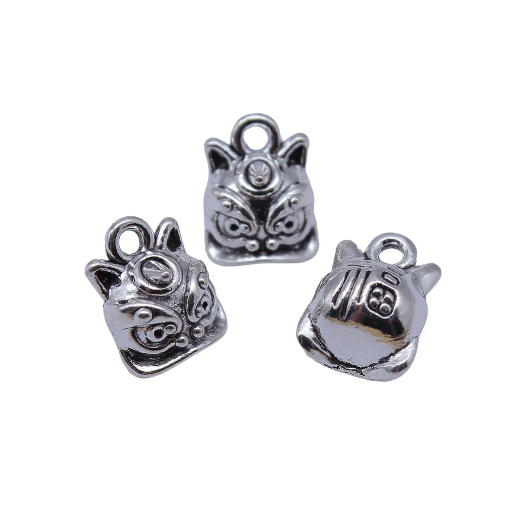 11x8.9x7.3mm 1.75g Antique Silver Zinc Alloy Chinese Lion Dance Charm Pendant for DIY Jewelry Accessories
