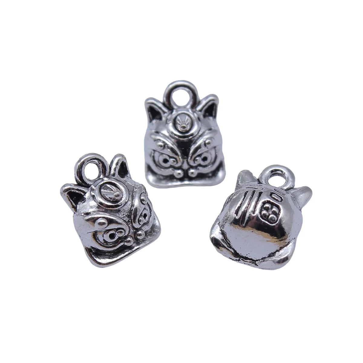 11x8.9x7.3mm 1.75g Antique Silver Zinc Alloy Chinese Lion Dance Charm Pendant for DIY Jewelry Accessories