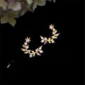 Fresh Sweet Micro Pave Zircon 14K Plated Copper Leaf Wreath Stud Earrings