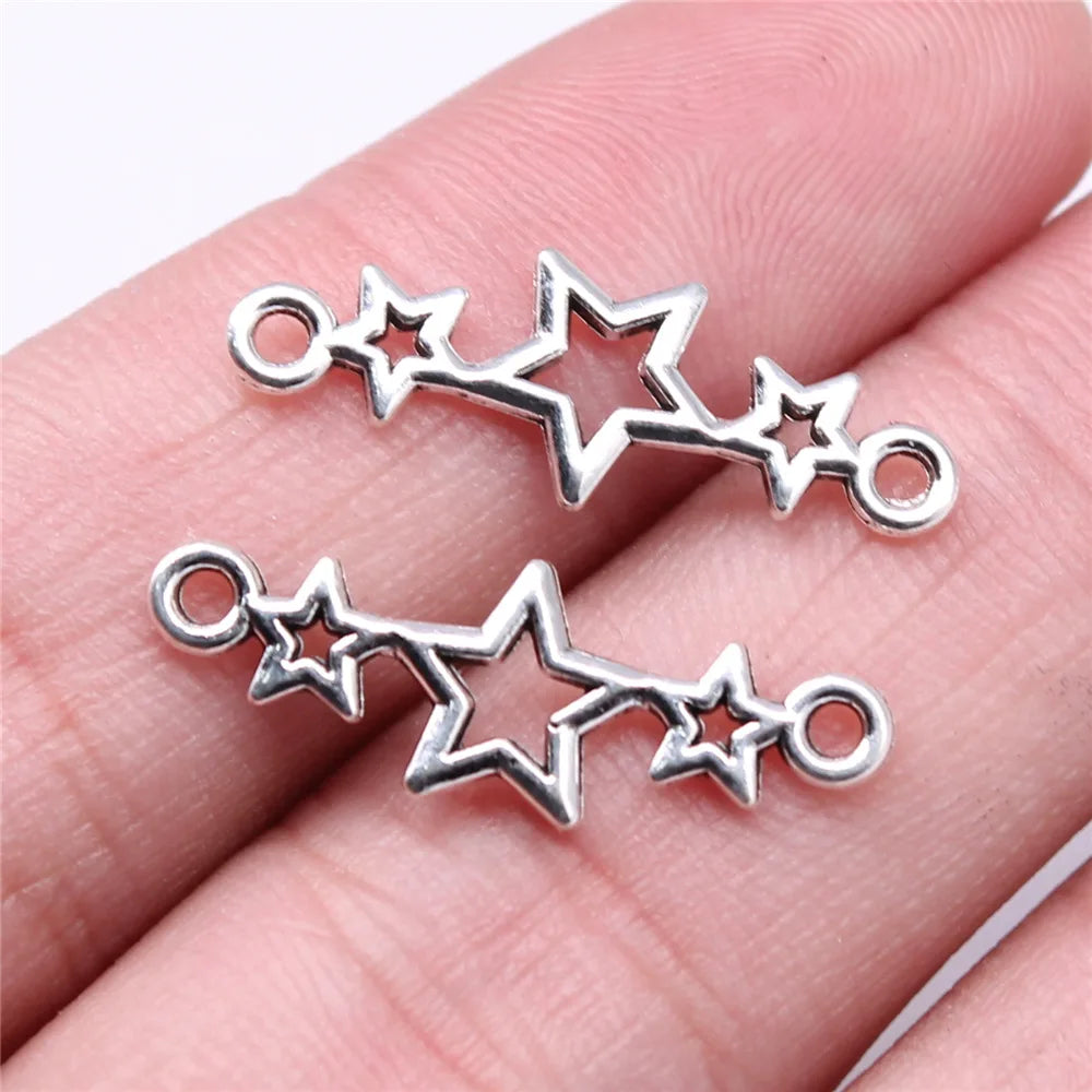 25x9mm 0.6g Multicolor Zinc Alloy Five Pointed Star Connector Charm Pendant for Bracelet Making