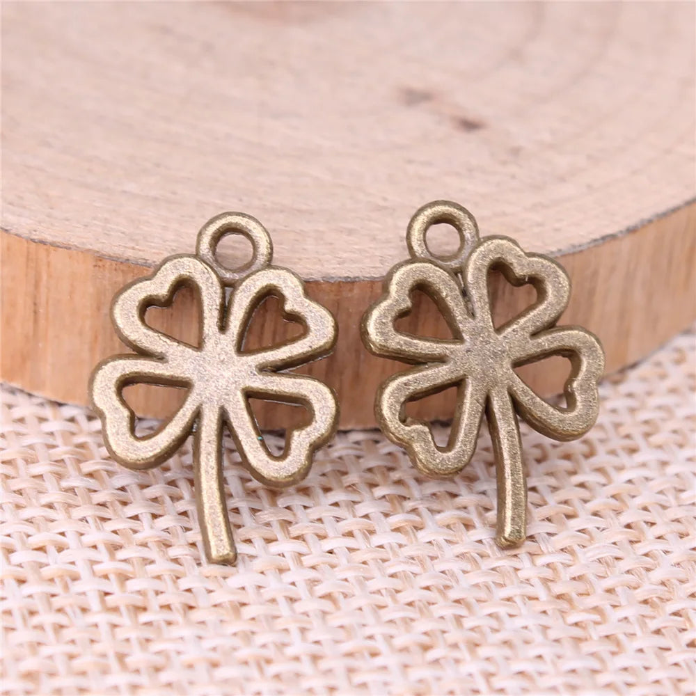 18x13mm 1.2g Multicolor Zinc Alloy Four Leaf Clover Charm Pendant for DIY Necklace Bracelet Jewelry Making