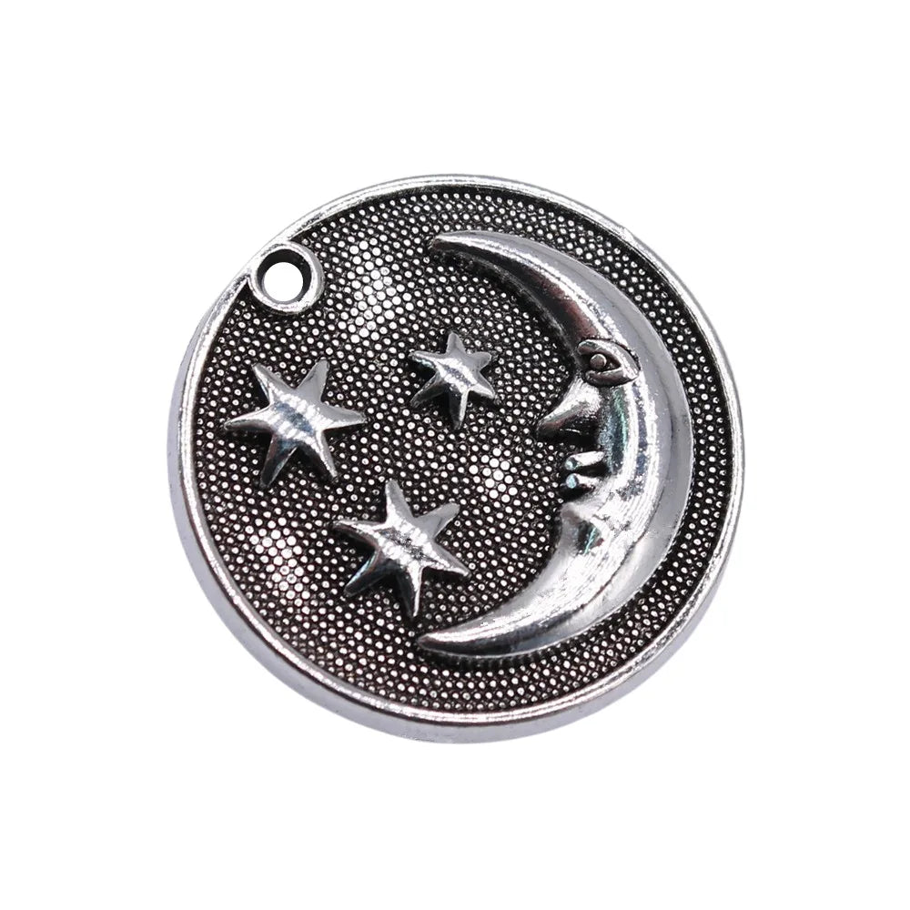 24x24mm 3.9g Antique Silver Zinc Alloy Moon Star Celestial Charm Pendant for DIY Necklace Bracelet