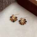 Maillard Style Natural Tiger Eye Stone Copper Tassel Drop Earrings