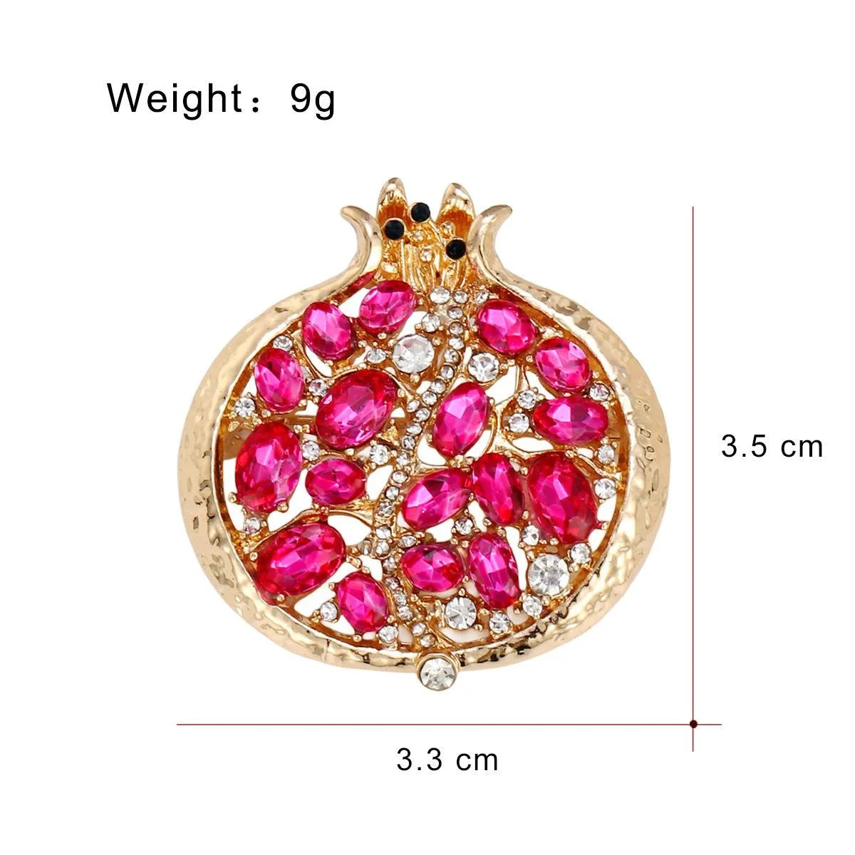 Elegant Pomegranate Brooch With Pink Rhinestones And Gold Alloy Fruit Design Lapel Pin For Suit Accessory