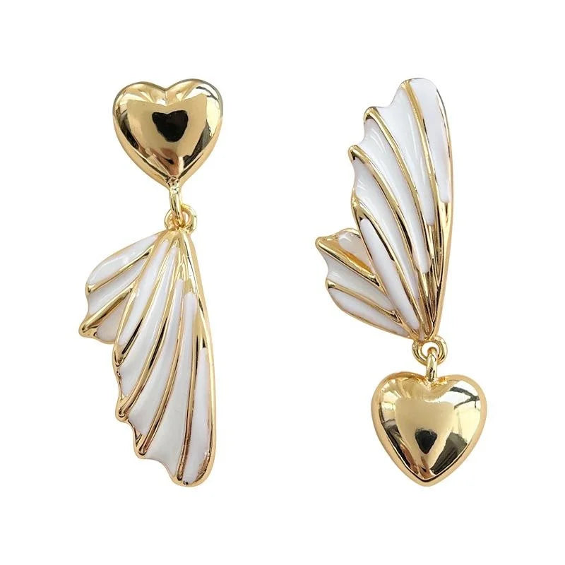 Eco-Friendly Copper Asymmetric Fishtail Heart Geometric Vacation Style Drop Earrings