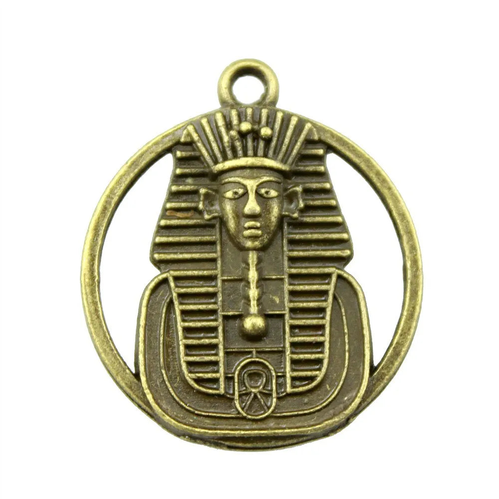 23mm 3.6g Multicolor Zinc Alloy Egyptian Pharaoh Double Sided Pharaoh Head Charm Pendant for DIY Jewelry Making