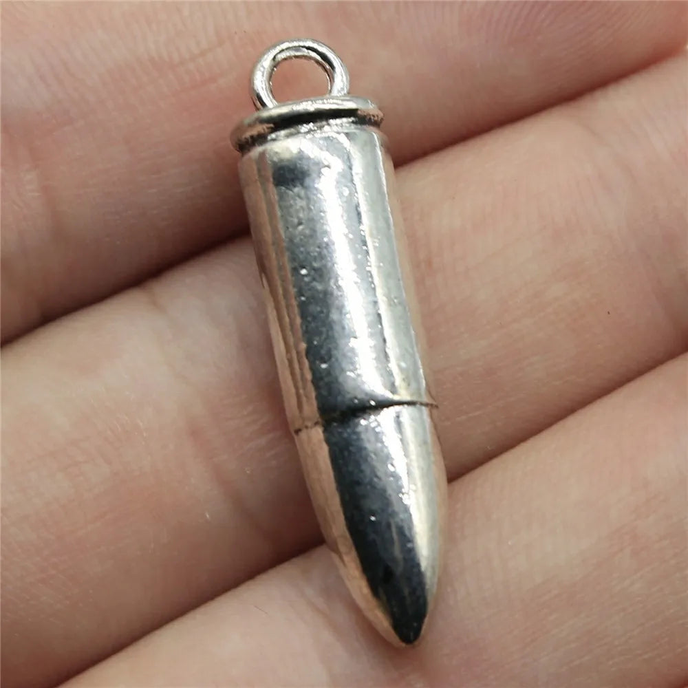 35x8mm 8.3g Multicolor Zinc Alloy 3D Bullet Charm Pendant for DIY Bracelet Necklace Jewelry Making