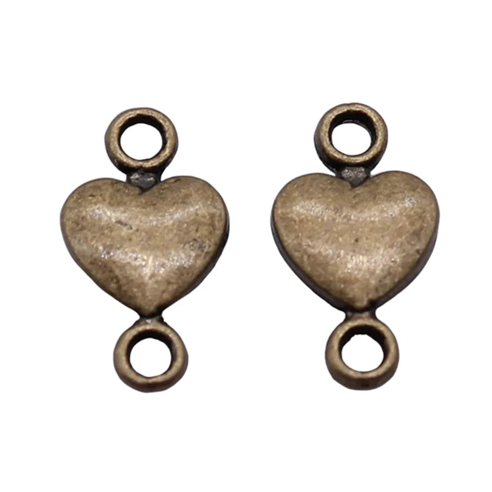 15x7mm 0.7g Multicolor Zinc Alloy Heart Connector Charm for DIY Bracelet Necklace Jewelry Making