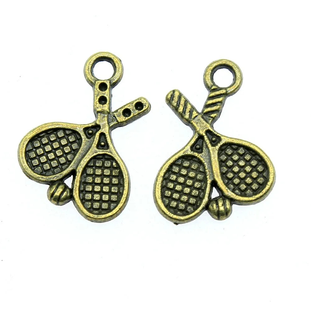 18x14mm 1.5g Multicolor Zinc Alloy Tennis Racket Charm Pendant for DIY Sports Theme Jewelry Making