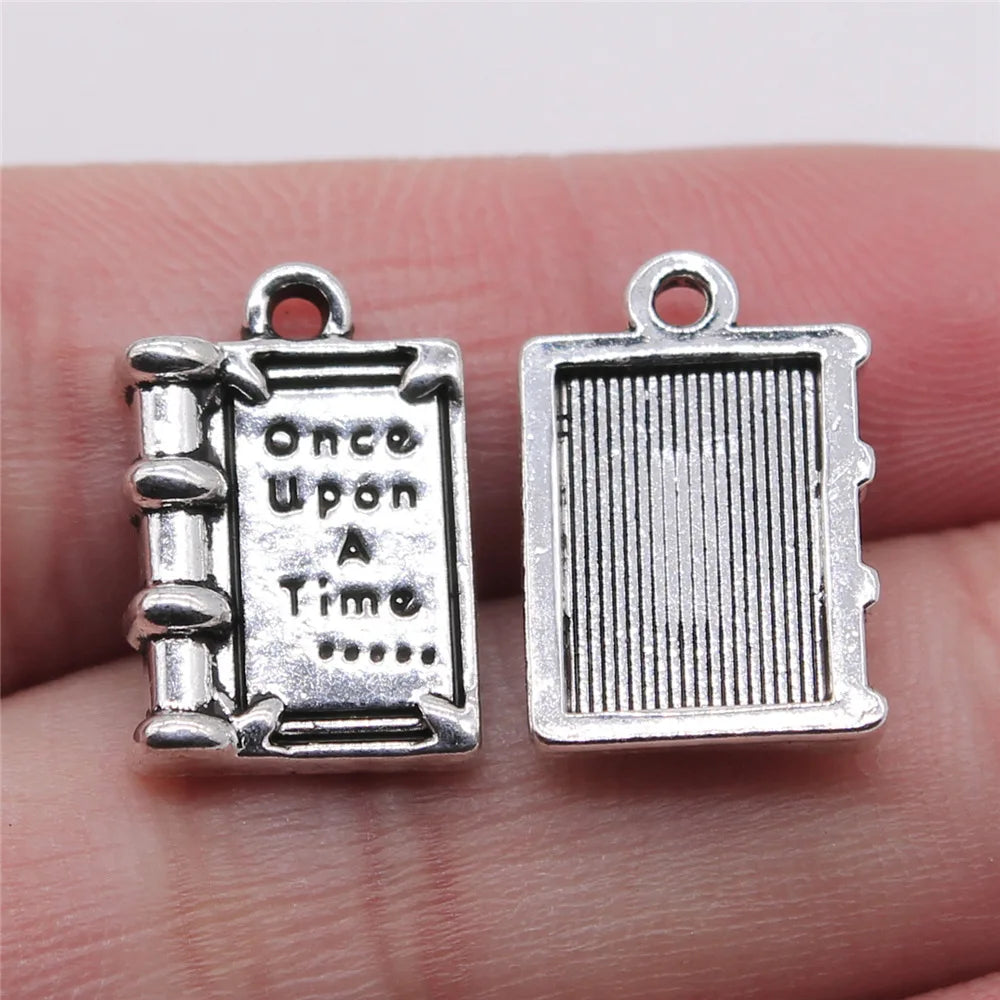 12x18mm 1.7g Zinc Alloy Once Upon A Time Story Book Charm Pendant for DIY Necklace Jewelry Making