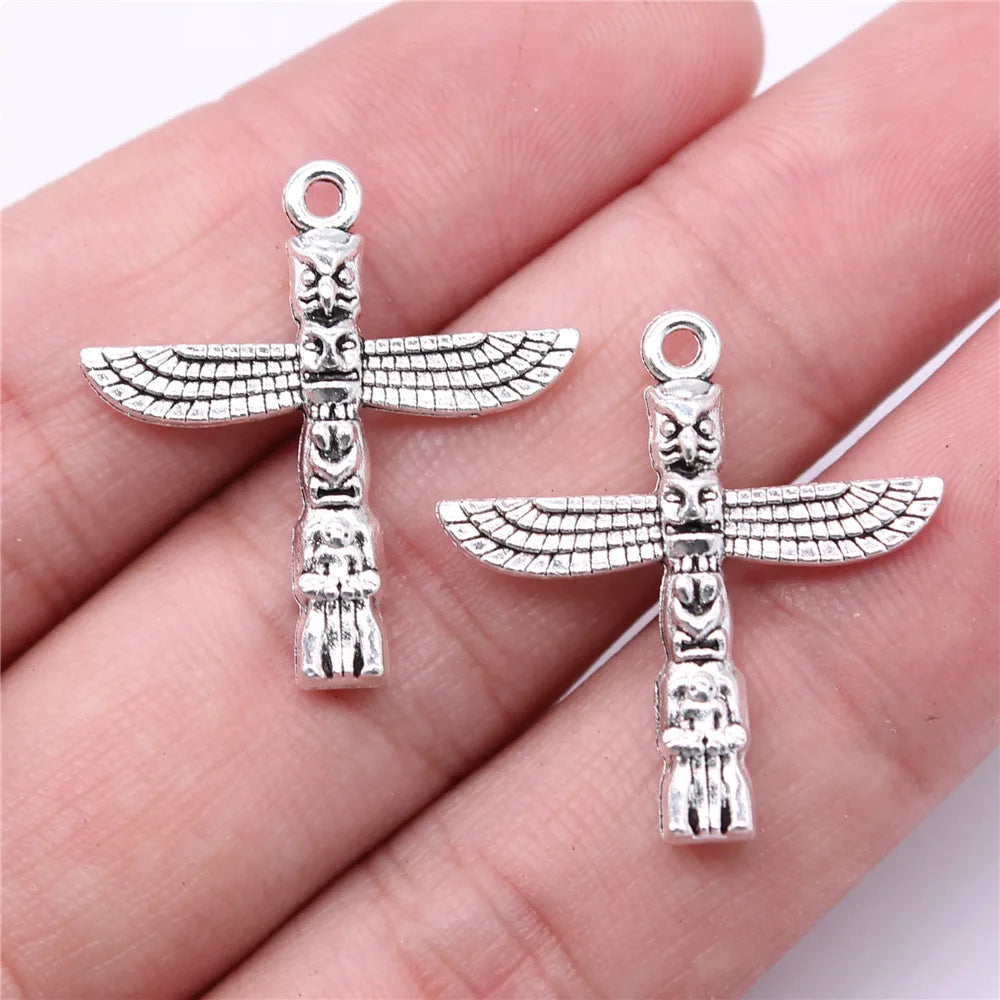 27x25mm 2.5g Antique Silver Zinc Alloy Maya Totem Stone Pillar Charm Pendant for DIY Jewelry Making