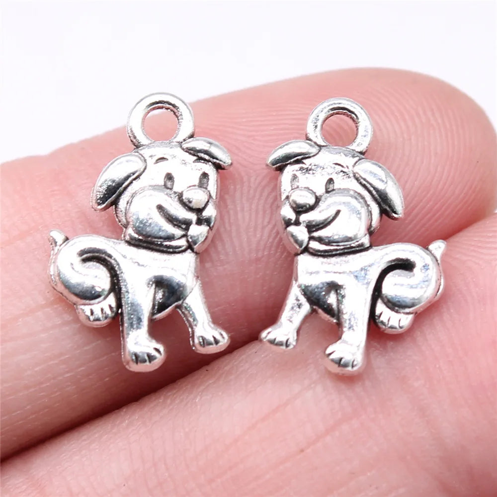 17x11mm 1.31g Antique Silver Zinc Alloy Dog Charm Pendant for DIY Necklace Bracelet Jewelry Making