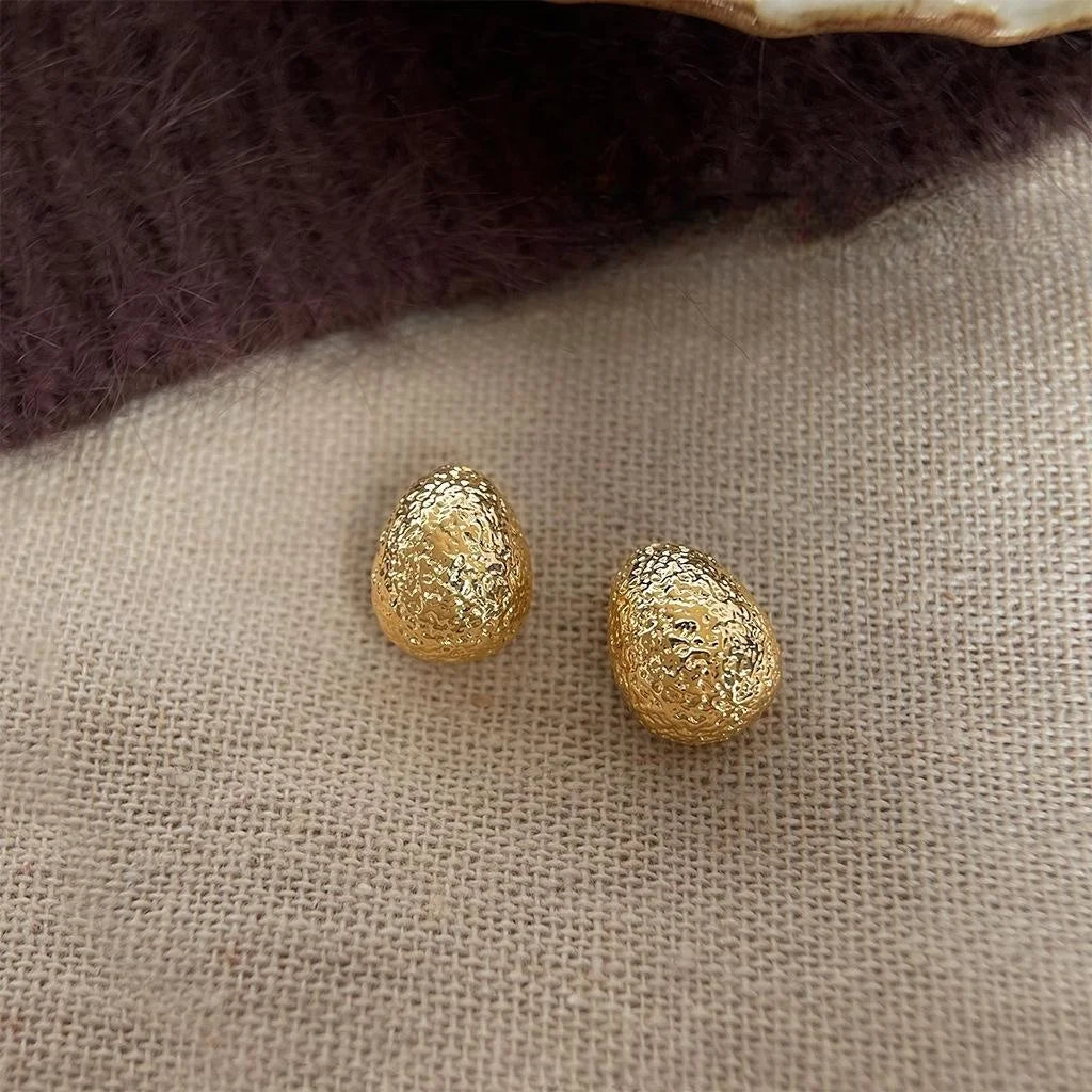 14K Gold Plated Copper Teardrop Drop Earrings, Matte Minimalist Jewelry
