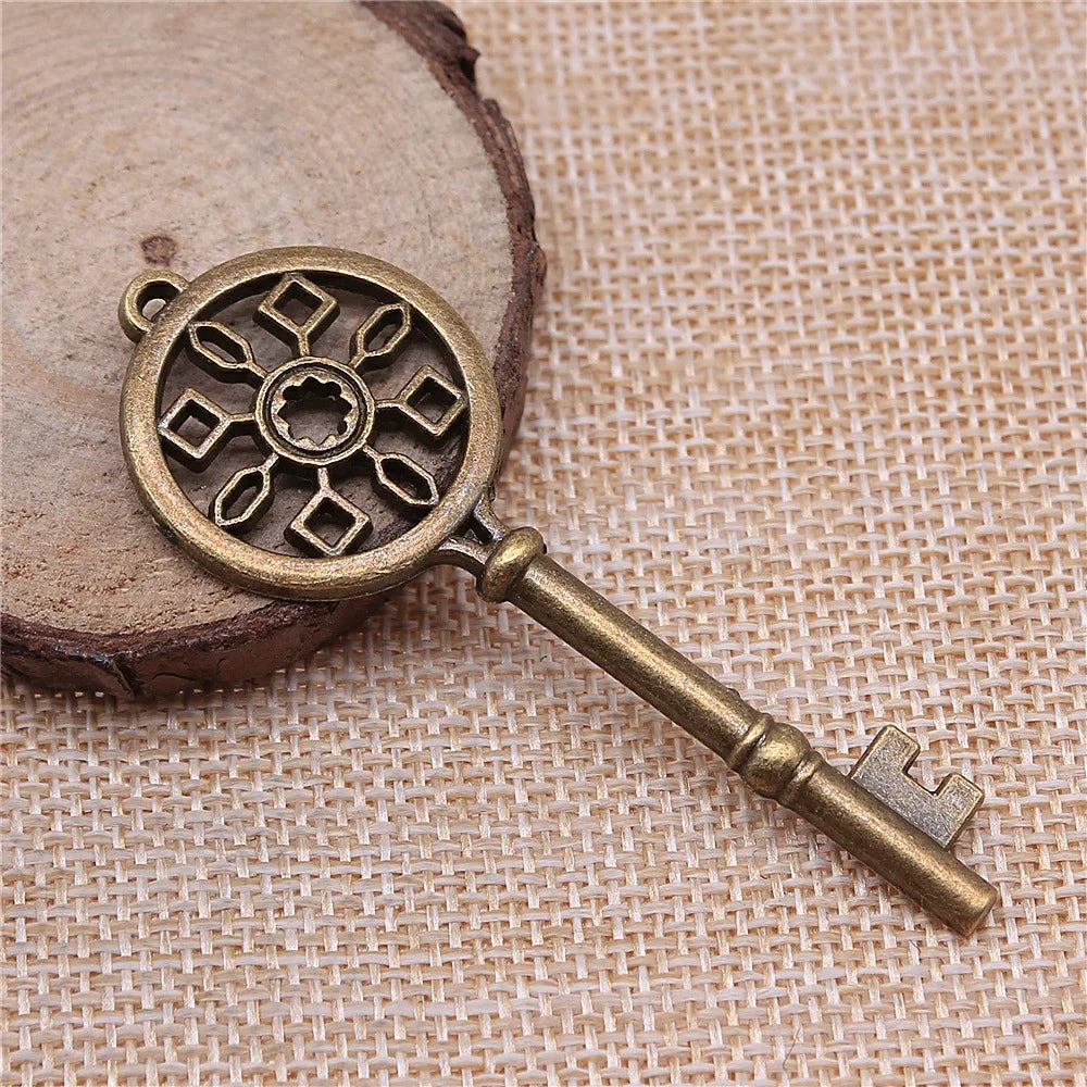 70x25mm 6.1g Multicolor Zinc Alloy Key Charm Pendant for DIY Necklace Bracelet Jewelry Making