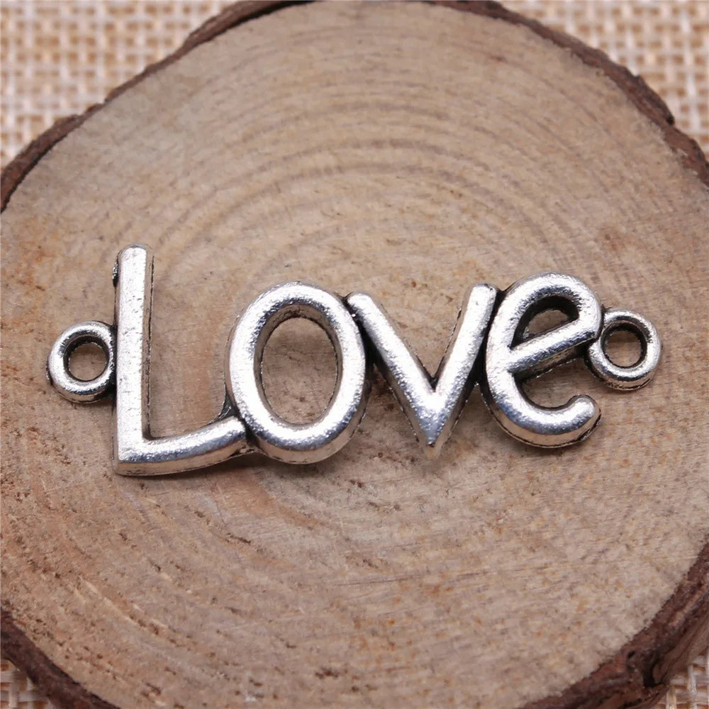 41x16mm 2.7g Multicolor Zinc Alloy Love Word Letter Connector Charm for DIY Bracelet Necklace Making