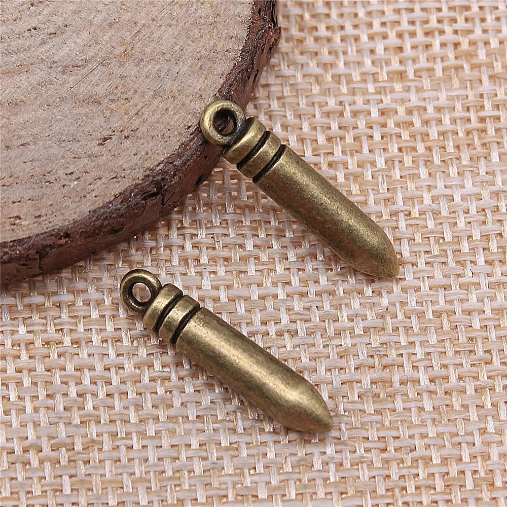 23x4mm 2g Multicolor Zinc Alloy Bullet Charm Pendant for DIY Necklace Bracelet Jewelry Making