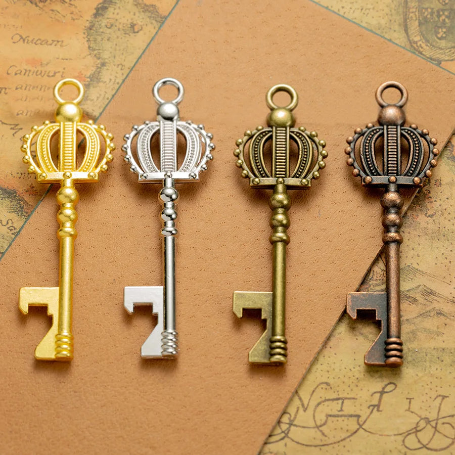 73x23MM Gold Zinc Alloy Crown Key Charm Pendant for DIY Necklace Bracelet Jewelry Making